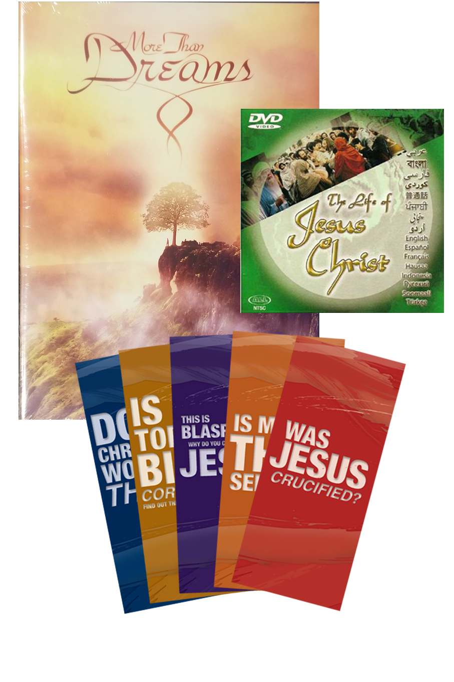 More Than Dreams DVD + The Jesus Film + FIVE Apologetics Pamphlets